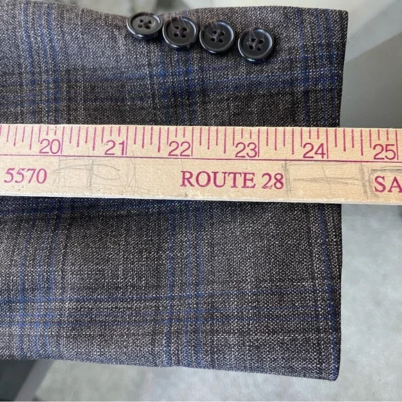 Lauren Ralph Lauren Black Label Men's Brown Blue Plaid Sports‎ Coat Size 40R - Picture 6 of 10